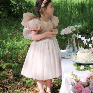 robe princesse conte fée poucette artisanat francais taffetas tulle fête anniversaire enfant